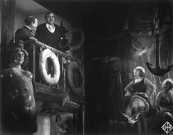 Marlene Dietrich, Kurt Gerron, and Emil Jannings in The Blue Angel (1930)