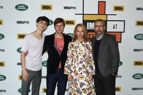 Steve Carell, Amy Ryan, Felix van Groeningen, and Timothée Chalamet at an event for Beautiful Boy (2018)