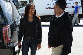 Anais Almonte on the set of Greed