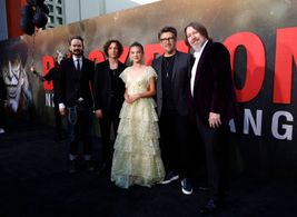 Jeremy Davies, Scott Derrickson, C. Robert Cargill, Madeleine McGraw, and Mason Thames at an event for The Black Phone (