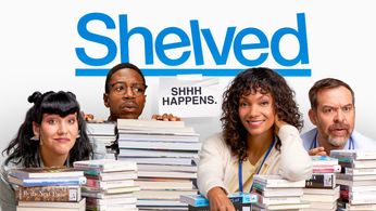 Paul Braunstein, Chris Sandiford, Lyndie Greenwood, and Dakota Ray Hebert in Shelved (2023)