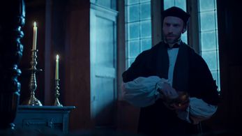 Still of Leigh Jones as the Priest in 'Six Wives'