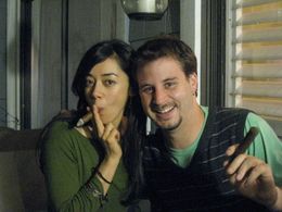 Aimee Garcia and J.P. Riley celebrating birthday, a film festival win for a music video and getting a motha-fuggin-movie