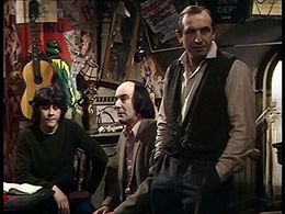 Richard Beckinsale, Roger Brierley, and Leonard Rossiter in Rising Damp (1974)