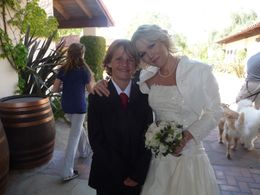 Conrad Bluth and Jennie Garth on the set of A Christmas Wedding Tail