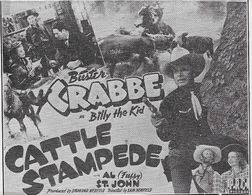 Buster Crabbe, Frances Gladwin, Al St. John, and Glenn Strange in Cattle Stampede (1943)