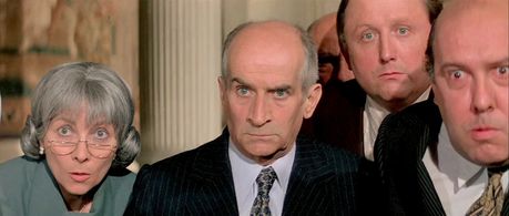 Louis de Funès, Claude Gensac, Fernand Guiot, and Antoine Marin in The Wing or The Thigh? (1976)