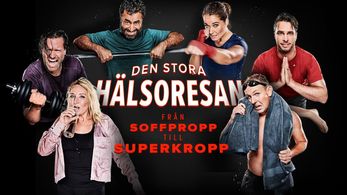 Martina Haag, Martin Melin, Özz Nûjen, Agneta Sjödin, Måns Möller, and Anders Öfvergård in Den stora hälsoresan - från s