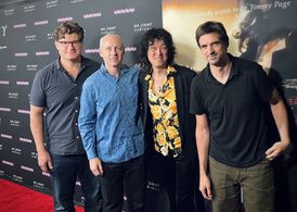 Chetin Chabuk, J.T. Gurzi, Akio Sakurai and Anthony Maranville attend the Hollywood premiere of Mr. Jimmy at the TCL Chi