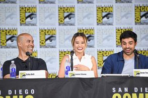Coby Bell, Jamie Chung, and Sean Teale at an event for The Gifted (2017)
