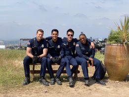 Anirudh Pisharody with Oliver Stark, Kenneth Choi, and Aisha Hinds on ABC's 