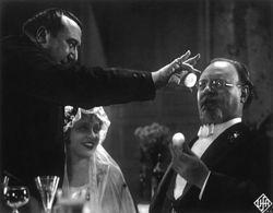 Marlene Dietrich, Kurt Gerron, and Emil Jannings in The Blue Angel (1930)