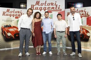 Motori Ruggenti (Roaring Engines) press junket. Marco Spagnoli (Director),Prisca Taruffi (Pilot),Giancarlo Fisichella 