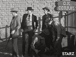 John Anderson, Ray Boyle, Douglas Fowley, Stacy Harris, Hugh O'Brian, and Damian O'Flynn in The Life and Legend of Wyatt