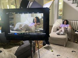 Armanda on set of Delta Community Credit Union Bank commercial