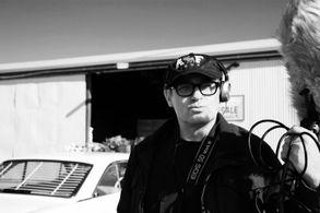 Director Brendan Young - on set - recording sound on a farm location in Werribee South, Victoria, Australia during a pic