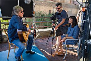 Mariem Perez on set with José Feliciano on the set of 