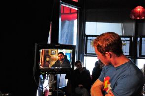 Andrew Hyatt on the set of The Frozen