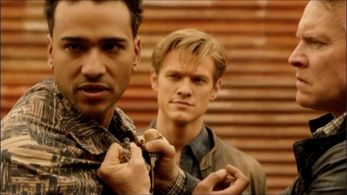 Still of Lucas Till, Tate Donovan, and M. Serrano in MacGyver (2017)