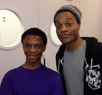 Justin Myrick and Comedian Jermaine Fowler on set