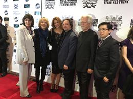 Bruce Davison, Susan Blakely, Sarah Douglas, Kenneth Mader, Courtney Hope, and Michael Zhang at an event for Displacemen