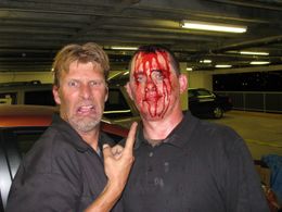 Stunt Coordinator Danny Cosmo and me on the set of Attack against the Governor