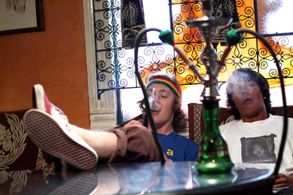 Matthew Grothwol and Phillip Wolf as Krispy and Jerry sharing some deep thoughts.