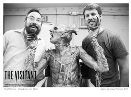 Nick Peterson jon Heder Doug Jones On set of The Visitant
