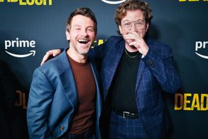 Harvey Zielinski and Nick Simpson-Deeks at the Deadloch premiere, May 2023