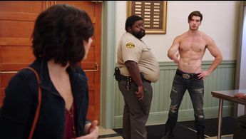 Ervin Ross, Krysta Rodriguez, and Adam Hagenbuch in Trial & Error (2017)