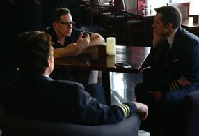 Selditch (center) directing Gregory Lay (left) and Jonathan Sale (right) in 