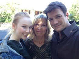 Nathan Fillion, Laura Gardner, and Molly C. Quinn
