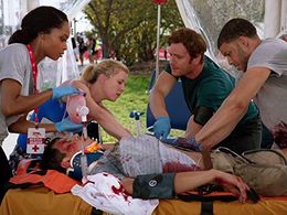 Yaya DaCosta, Nick Gehlfuss, Patti Murin, Steve Casillas, and Roland Buck III in Chicago Med (2015)
