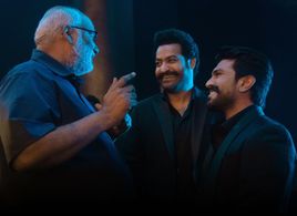 M.M. Keeravani, N.T. Rama Rao Jr., and Ram Charan Teja in RRR (2022)