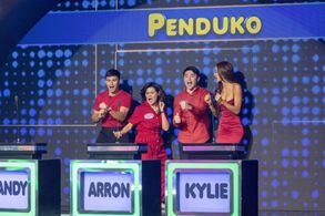 Candy Pangilinan, Arron Villaflor, Matteo Guidicelli, and Kylie Verzosa in Family Feud Philippines (2022)