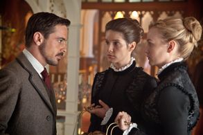 Emun Elliott, Sonya Cassidy, and Joanna Vanderham in The Paradise (2012)