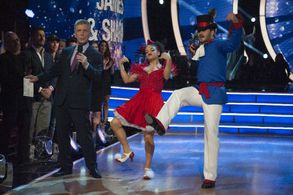 Tom Bergeron, Val Chmerkovskiy, and Laurie Hernandez in Dancing with the Stars (2005)