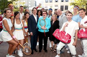 Matthew Greenfield, Billie Jean King, David Greenbaum, and Nancy Utley at an event for Battle of the Sexes (2017)