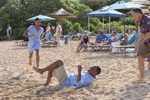 Still of Phil Morris, Candace Smith & George Newbern on set of 'Same Time, Next Christmas'