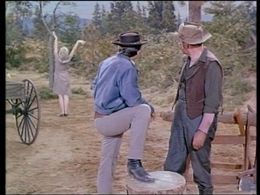 Michael Landon, Stella Stevens, and Kenneth MacKenna in Bonanza (1959)