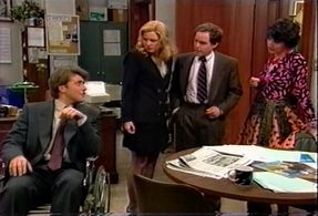 Robin Bartlett, Peter MacNicol, Eve Gordon, and Craig Bierko in The Powers That Be (1992)