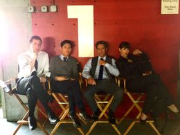 On the set of Matador Clowning around