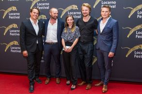 Jasna Fritzi Bauer, Rajko Jazbec, Dominik Locher, Dario Schoch, and Sven Schelker at an event for Goliath (2017)