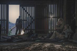 Alba August, Angela Bundalovic, Lucas Lynggaard Tønnesen, and Jessica Dinnage in The Rain (2018)