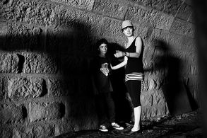 Giorgi Aladashvili and Nana Ekvtimishvili at the shooting of IN BLOOM