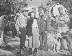Roy Rogers, Penny Edwards, Noble Johnson, Keith Richards, Trigger, and Bullet in North of the Great Divide (1950)