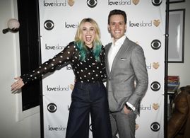 The Narrator of Love Island USA Matthew Hoffman, and Host Arielle Vandenberg arrive at the Love Island Reunion in West H