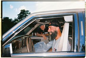 Eli Powers and Greg Vrotsos on the set of Fish (2020).