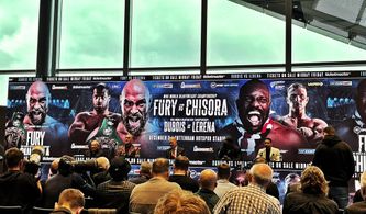 Bob Arum, Dev Sahni, Frank Warren, Tyson Fury, and Dereck Chisora in BT Sport Fight Night Live: Tyson Fury vs. Dereck Ch