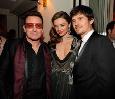 Orlando Bloom, Bono, and Miranda Kerr